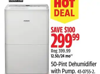 Canadian Tire NOMA 50-Pint Dehumidifier with Pump offer