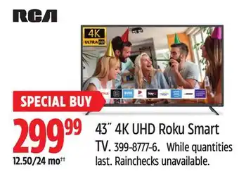 Canadian Tire RCA 43 4K UHD Roku Smart TV offer