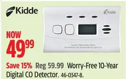 Canadian Tire Kidde Worry-Free 10-Year Digital CO Detector offer