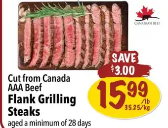 Farm Boy Cut from Canada AAA Beef Flank Grilling Steaks offer