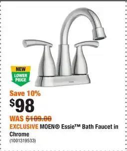 Home Depot EXCLUSIVE MOEN Essie Bath Faucet in Chrome offer