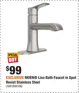 Home Depot EXCLUSIVE MOEN Liso Bath Faucet in Spot Resist Stainless Steel offer