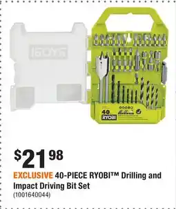 Home Depot EXCLUSIVE 40-PIECE RYOBI Drilling and Impact Driving Bit Set offer