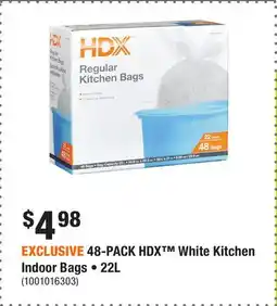 Home Depot EXCLUSIVE 48-PACK HDX White Kitchen Indoor Bags • 22L offer