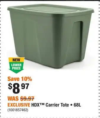 Home Depot EXCLUSIVE HDX Carrier Tote • 68L offer