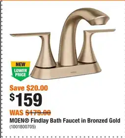 Home Depot MOEN Findlay Bath Faucet in Bronzed Gold offer