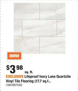 Home Depot EXCLUSIVE Lifeproof Ivory Lane Quartzite Vinyl Tile Flooring (17.7 sq.ft./case) offer