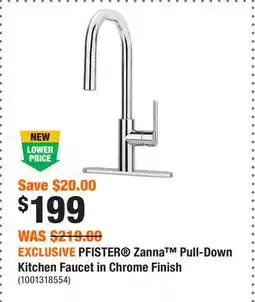 Home Depot EXCLUSIVE PFISTER Zanna Pull-Down Kitchen Faucet in Chrome Finish offer