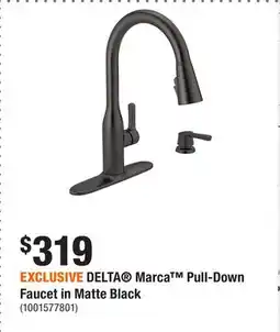 Home Depot EXCLUSIVE DELTA Marca Pull-Down Faucet in Matte Black offer