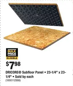 Home Depot DRICORE Subfloor Panel • 23-1/4 x 23-1/4 • Sold by each offer