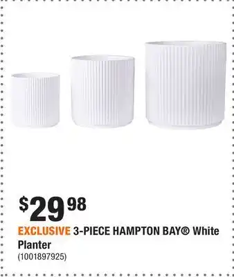 Home Depot EXCLUSIVE 3-PIECE HAMPTON BAY White Planter offer