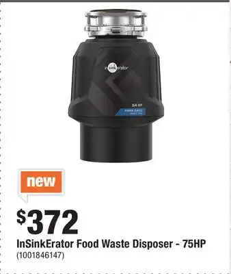 Home Depot InSinkErator Food Waste Disposer - 75HP offer