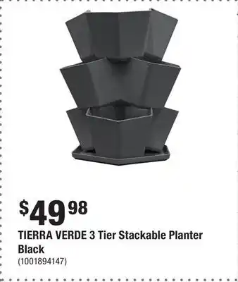 Home Depot TIERRA VERDE 3 Tier Stackable Planter Black offer