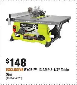 Home Depot EXCLUSIVE RYOBI 13 AMP 8-1/4 Table Saw offer