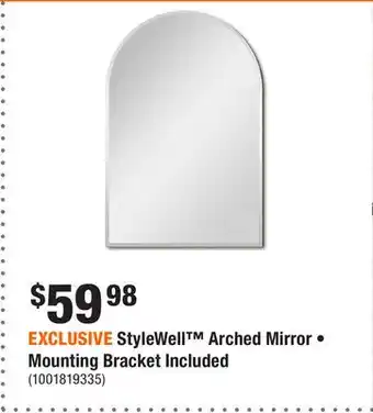 Home Depot EXCLUSIVE StyleWell Arched Mirror • Mounting Bracket Included offer