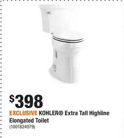 Home Depot EXCLUSIVE KOHLER Extra Tall Highline Elongated Toilet offer