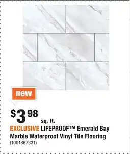 Home Depot EXCLUSIVE LIFEPROOF Emerald Bay Marble Waterproof Vinyl Tile Flooring offer