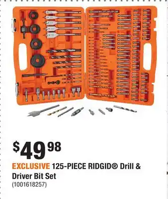 Home Depot EXCLUSIVE 125-PIECE RIDGID Drill & Driver Bit Set offer