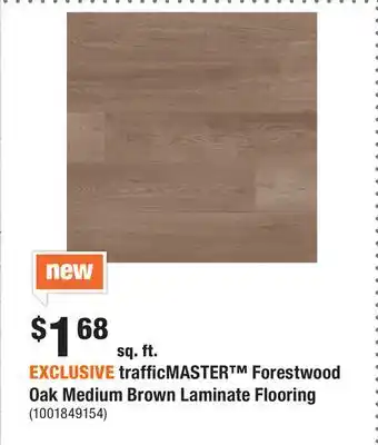 Home Depot EXCLUSIVE trafficMASTER Forestwood Oak Medium Brown Laminate Flooring offer