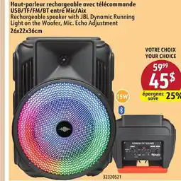 Hart Rechargeable speaker with JBL Dynamic Running Light on the Woofer, Mic. Echo Adjustment offer