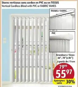 Hart Vertical Cordless Blind with PVC or FABRIC VANES offer