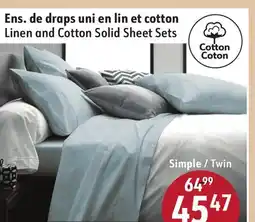 Hart Linen and Cotton Solid Sheet Sets offer