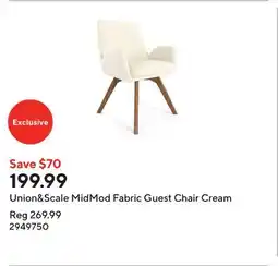 Staples Union&Scale MidMod Fabric Guest Chair Cream offer