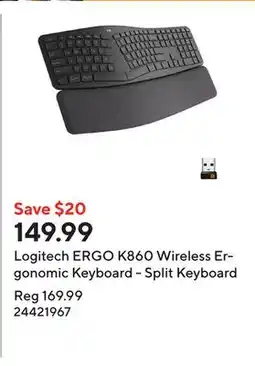 Staples Logitech ERGO K860 Wireless Ergonomic Keyboard - Split Keyboard offer