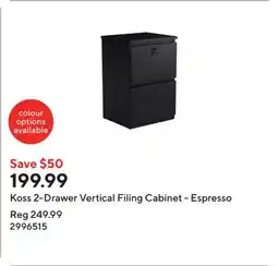 Staples Koss 2-Drawer Vertical Filing Cabinet - Espresso offer