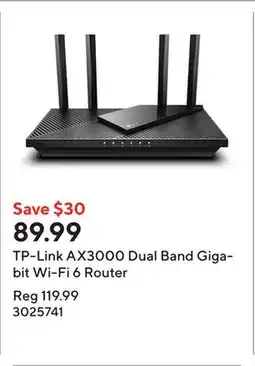 Staples TP-Link AX3000 Dual Band Gigabit Wi-Fi 6 Router offer