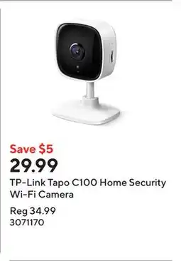 Staples TP-Link Tapo C100 Home Security Wi-Fi Camera offer