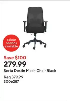 Staples Serta Destin Mesh Chair Black offer