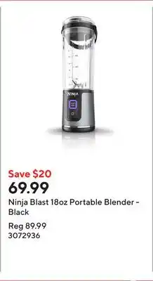 Staples Ninja Blast 18oz Portable Blender - Black offer