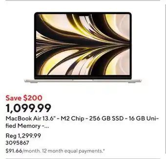 Staples MacBook Air 13.6 - M2 Chip - 256 GB SSD - 16 GB Unified Memory - Starlight - English offer