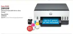 Staples HP Smart Tank 6001 All-in-One Printer offer