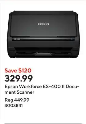 Staples Epson Workforce ES-400 II Document Scanner offer