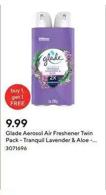 Staples Glade Aerosol Air Freshener Twin Pack - Tranquil Lavender & Aloe - 2 x 235g offer