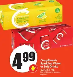 FreshCo Compliments Sparkling Water or Soft Drinks 12x355mL offer