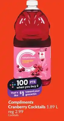 FreshCo Compliments Cranberry Cocktails 1.89L offer