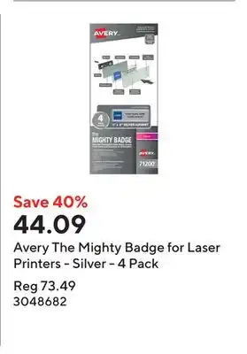 Staples Avery The Mighty Badge for Laser Printers - Silver - 4 Pack offer