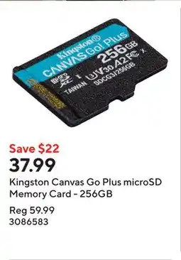 Staples Kingston Canvas Go Plus microSD Memory Card - 256GB offer