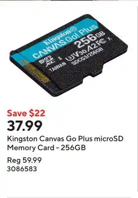 Staples Kingston Canvas Go Plus microSD Memory Card - 256GB offer