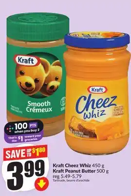 FreshCo Kraft Cheez Whiz 450 g Kraft Peanut Butter 500 g offer