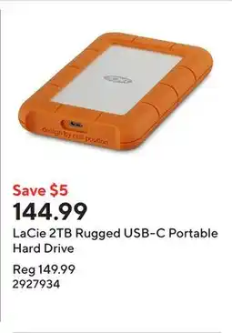 Staples LaCie 2TB Rugged USB-C Portable Hard Drive offer