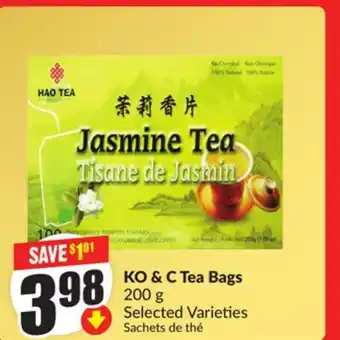 FreshCo KO & C Tea Bags 200 g Selected Varieties offer