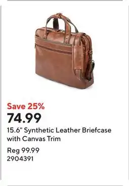 Staples 15.6 Synthetic Leather Briefcase with Canvas Trim offer