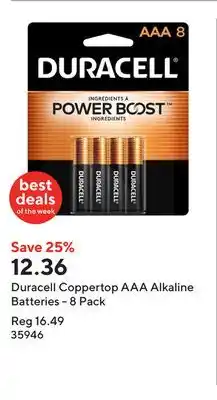 Staples Duracell Coppertop AAA Alkaline Batteries - 8 Pack offer