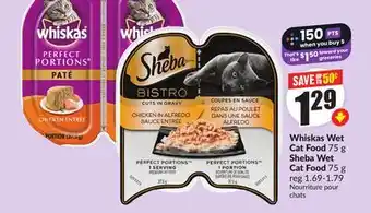 FreshCo Whiskas Wet Cat Food 75 g Sheba Wet Cat Food 75 g offer