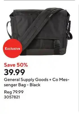 Staples General Supply Goods + Co Messenger Bag - Black offer