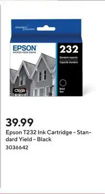 Staples Epson T232 Ink Cartridge - Standard Yield - Black offer